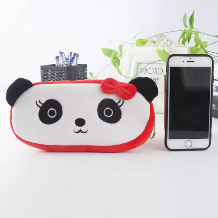 Wholesale Cute Cartoon Animal Children Kawaii School Stationery Zipper Pouch Felt Creative Plush Pencil Case Bag