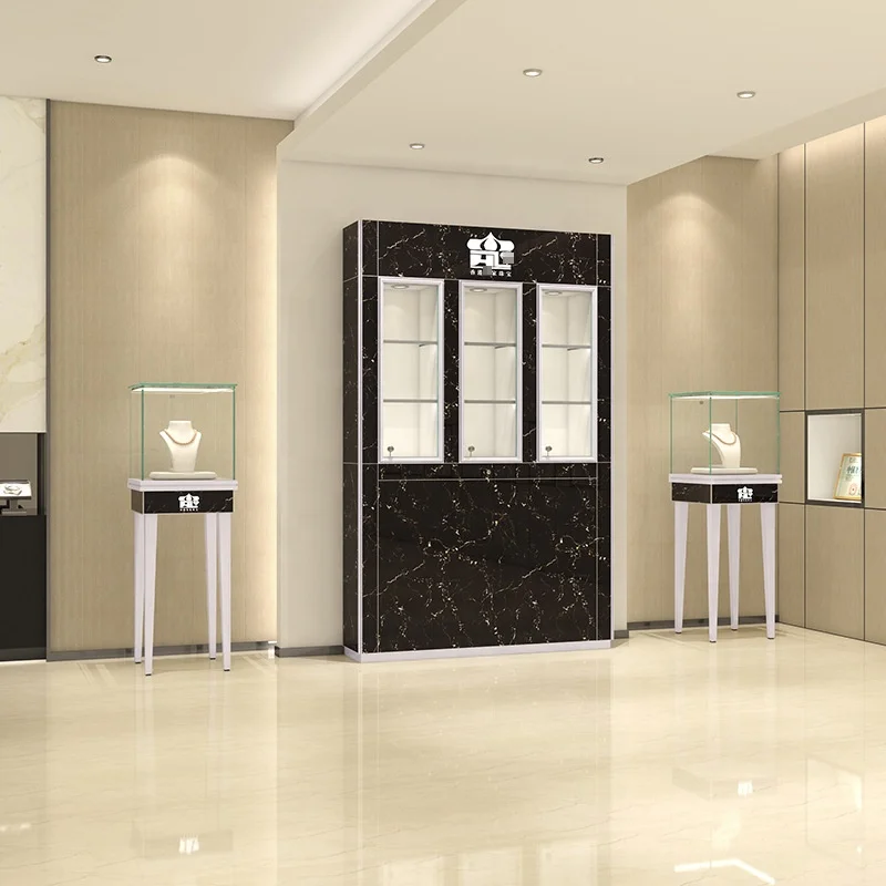wholesale glass aluminum fits trays kiosk wall tempered mobile jewelry counter display showcase