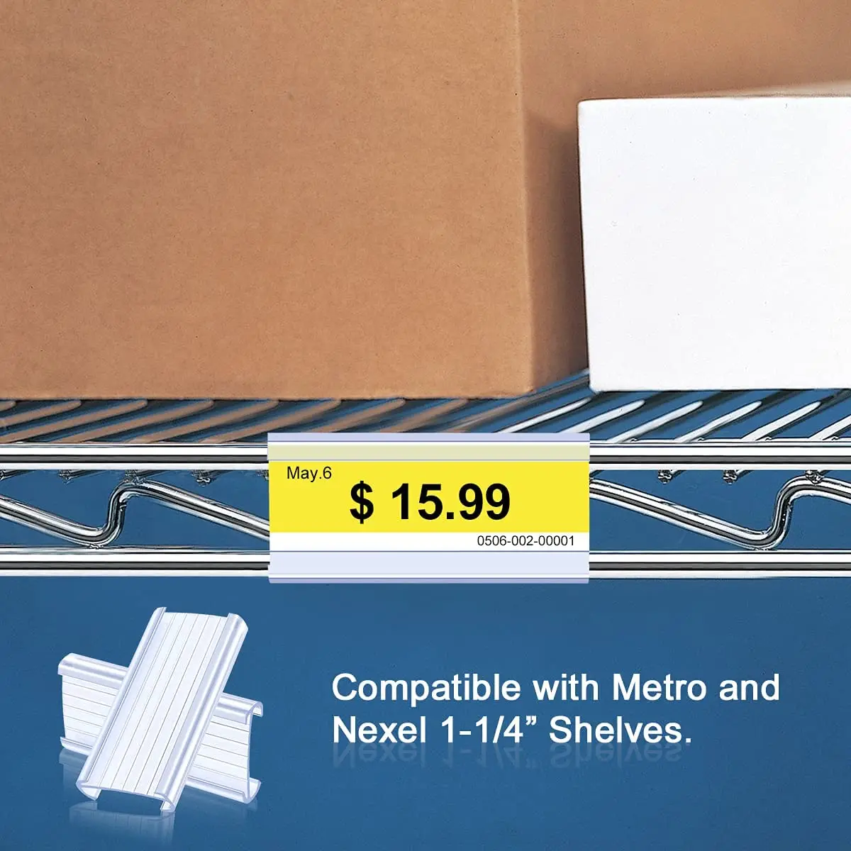 Wire Shelf Label Holders Plastic Wire Rack Label Holder Compatible with Metro 1-1/4in Shelves