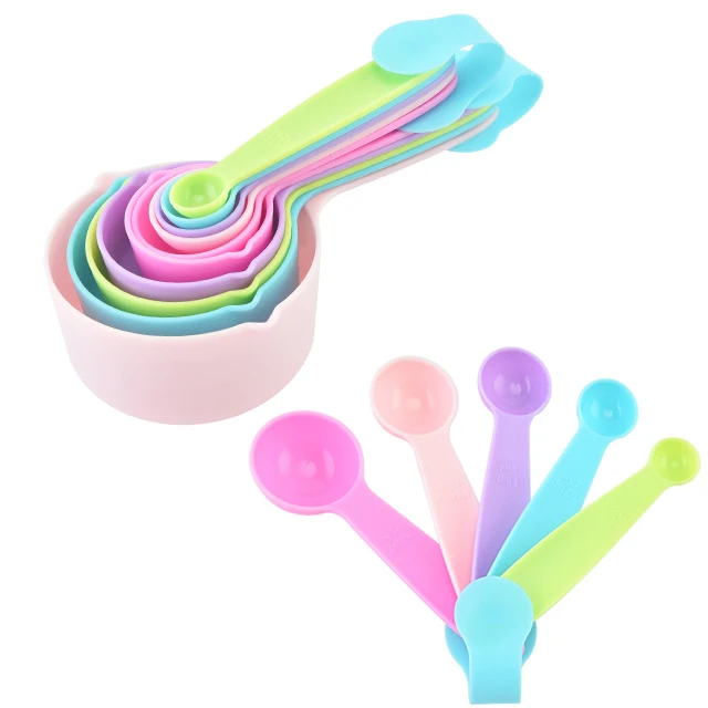 Wholesale Kitchen Tool Powder  Adjustable PP Plastic Colorful Measuring Cup And Spoon Set 10pcs For Baking