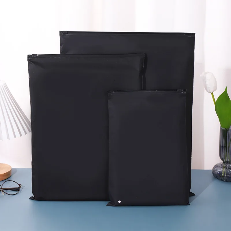 1Pack =100Pcs In Stock Self Sealing Shirt Clothes Zip Lock Black Plastic Zipper Frosted Clothing Bags