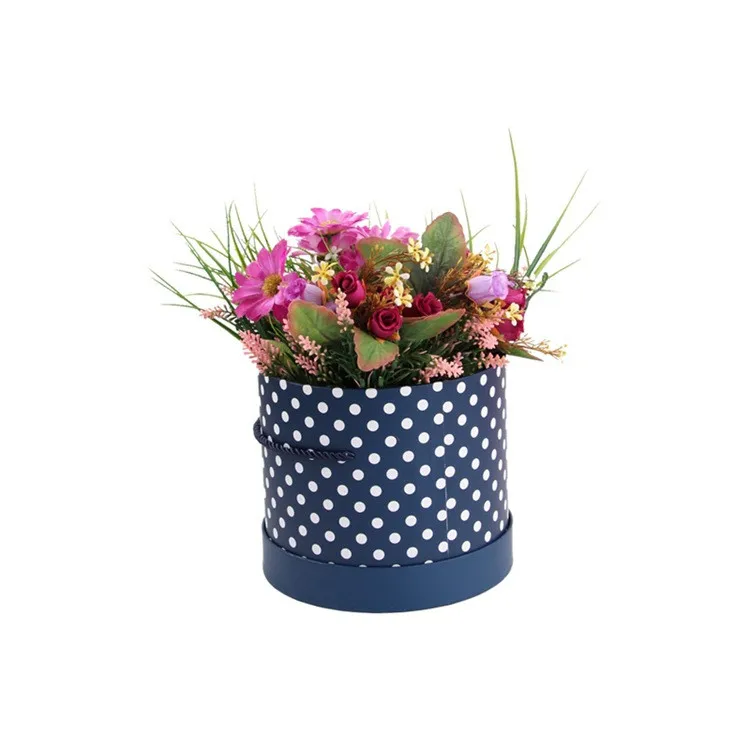 New design beautiful color preserved flowers gift box polka dots flower box