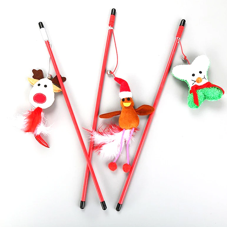 Оптовая продажа, пластиковые игрушки для кошек, забавные палочки для кошек с красочными стержнями для кошек, игрушка