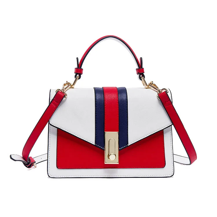 Customized LOGO Designer Handbags Woman Bags Luxury Color Blocking Handbags Women PU England Handbags Leather
