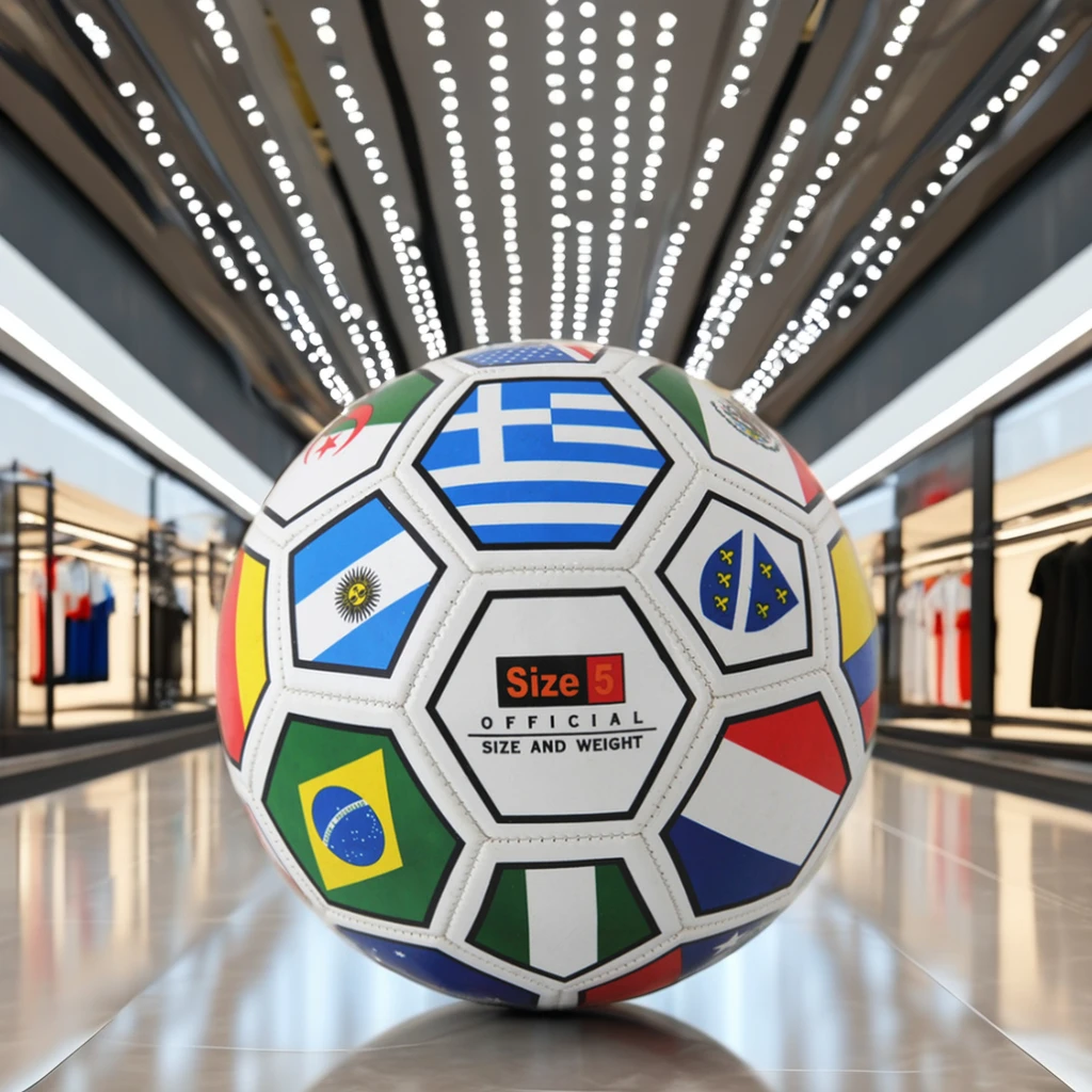 Size 5 PVC Leather Soccer Ball with Advertising Flag for Soccer Fans and Players