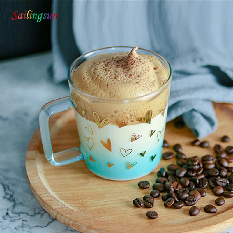 golden decal brief simple style thermo colored borosilicate glass tea coffee mug