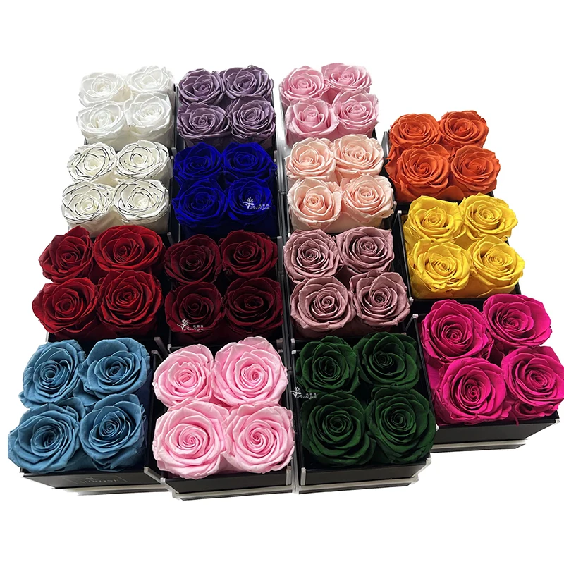 China wholesale eternal rose preserved flower gift manufacturer eternal rose preserved flower in box square packaging box