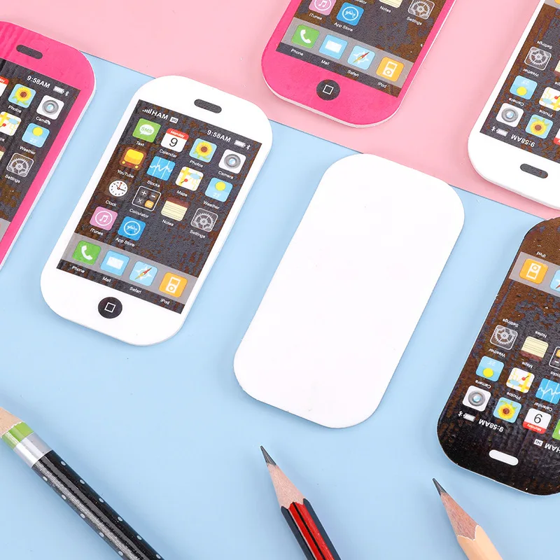 Custom Kawaii Stationery Rubber School Supplies Smart Phone Shaped Large Size Eraser For Children
