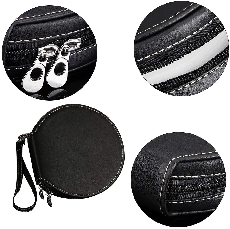 PU Leather 20 Capacity DVD Disc Storage Wallet Waterproof CD Case Holder Storage with Zipper Hand Strap for Travel Car Home