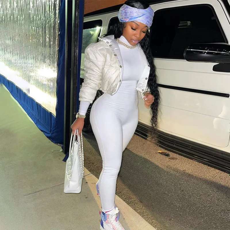 2022 new arrivals boutique ropa bodysuit Elegant jumpsuits White long sleeve bodycon jumpsuit one piece jumpsuits