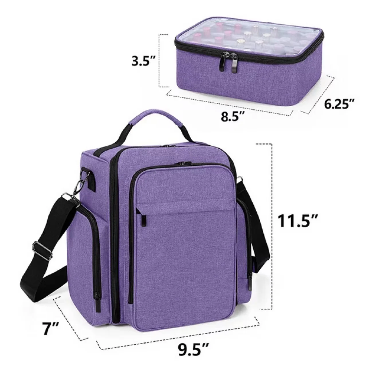 Double Layer Nail Polish Organizer Multiple Nail Storage Sections Organizer Case Essential Nail Polish Bags for makeup artist