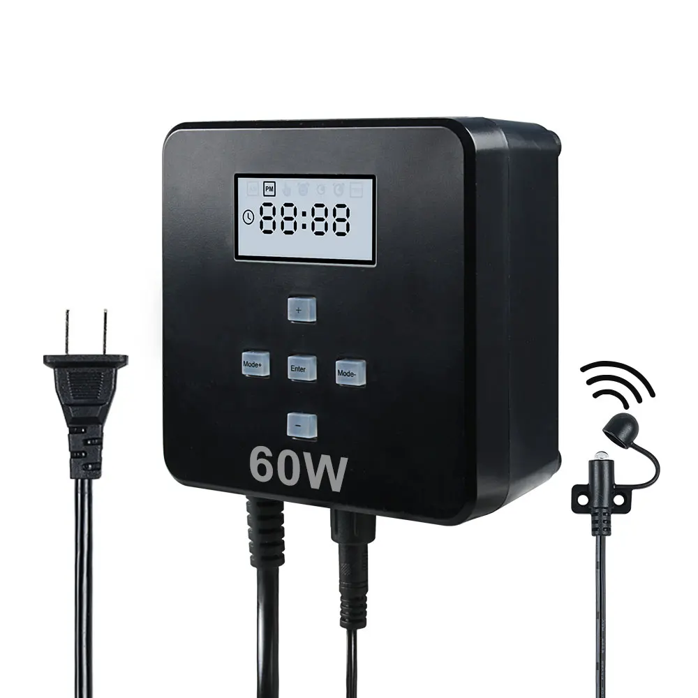 Наружный трансформатор низкого напряжения DC12V 60 Вт с датчиком таймера и фотоэлемента ландшафтное освещение водонепроницаемый