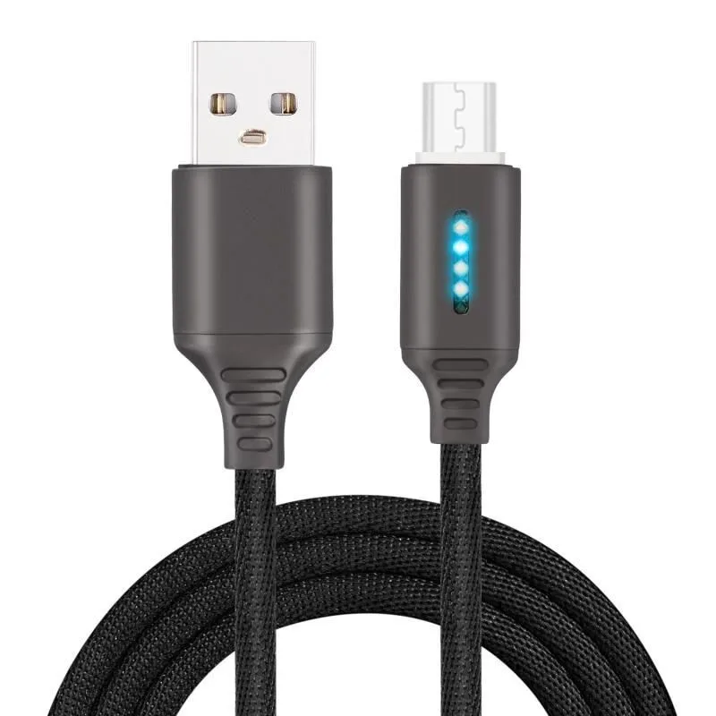 2023 Fast Charging Aluminum Alloy Type-C 8-Pin Mini Charger Type C Data Nylon Braided Smart Automatic power-off USB Cable