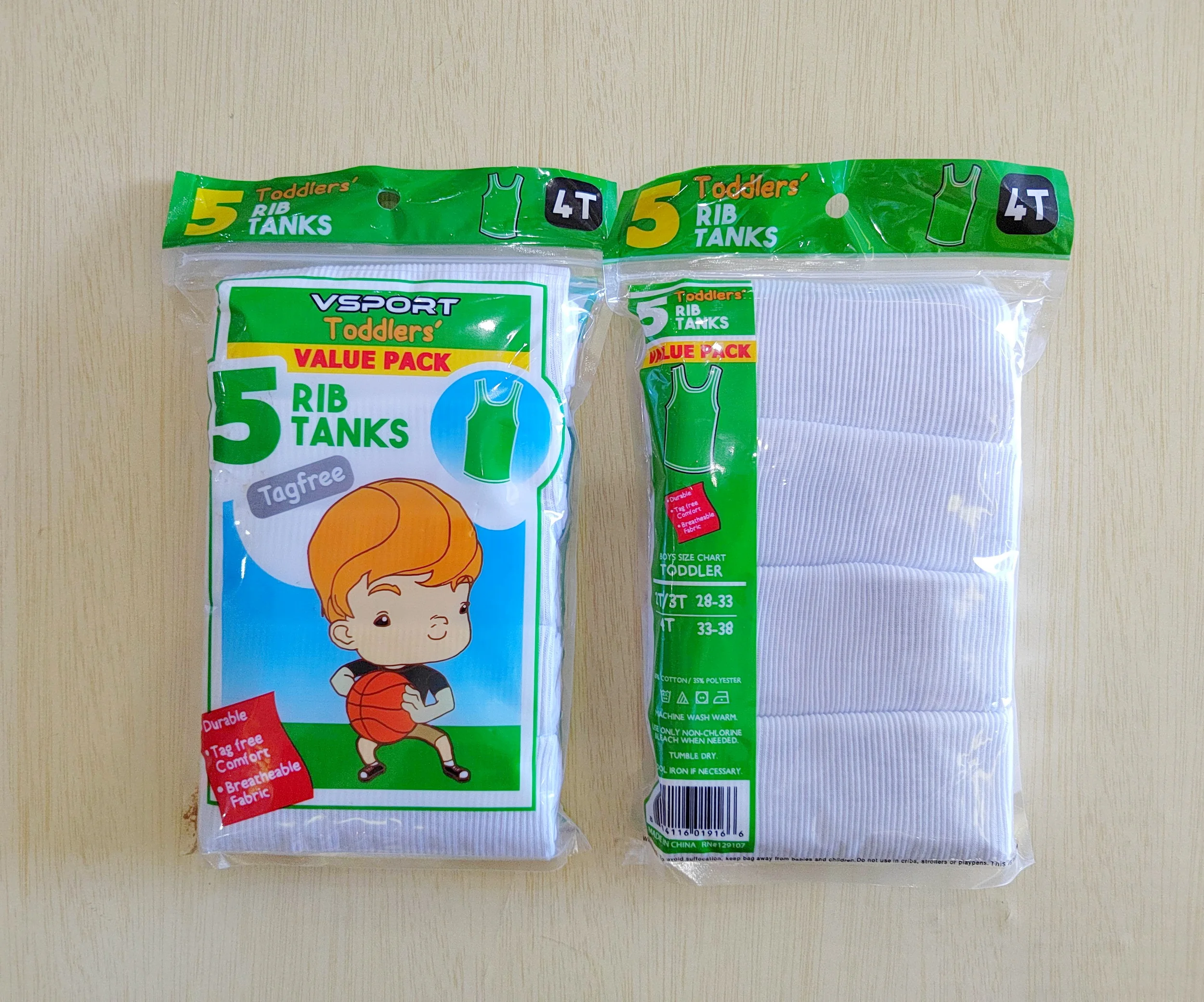 OEM 5 in 1 Pack Summer O-neck Shirts Plain White Bulk Baby Sleeveless Tank Top Stretch Rib Kids Vest for Boys