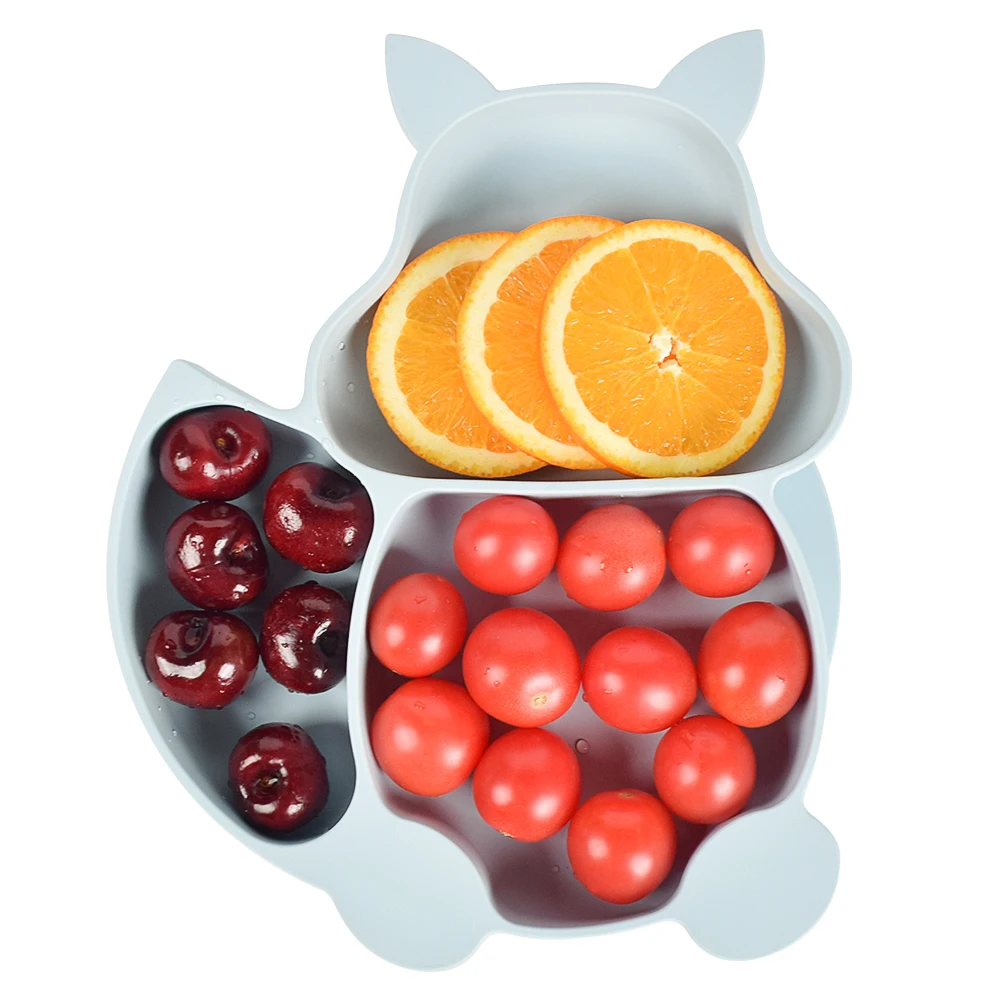 Newsun Hot Sale Children Dinner Plate Silicone Suction Divided Baby Feeding Food Dining Plates For Babies For Toddlers