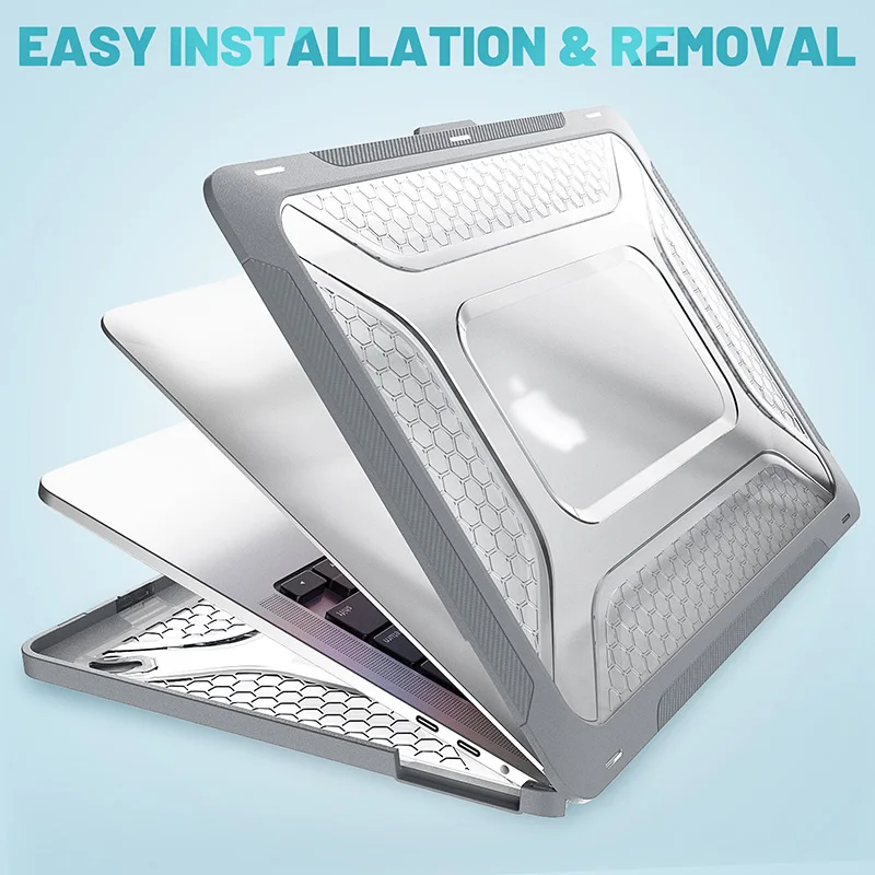 For MacBook Pro 13 2018/2020 new style protective case with foldable kickstand clear TPU bumper rugged anti-scratch laptop cover