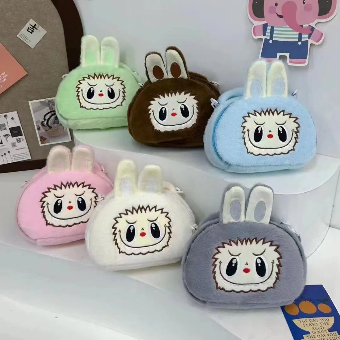 New Creative Labubu Cartoon Plush Backpack 3d Doll Cute Backpack Mini Crossbody Small Bag Girl Surprise Birthday Gift
