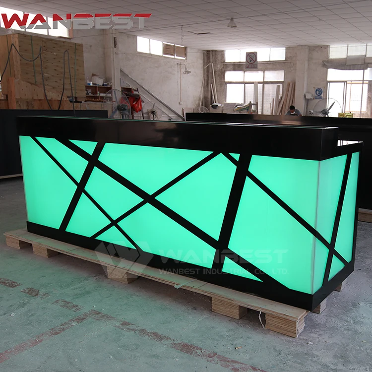 Cheap modern front counter table small black glass reception desk in hotel