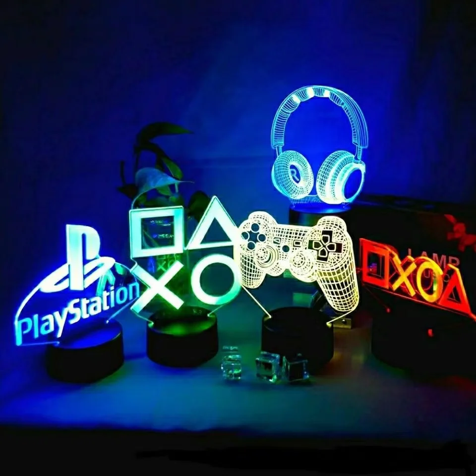 PS5 игровая зона 3D лампа игровые поклонники украшение для комнаты в подарок светодиодная иллюзионная