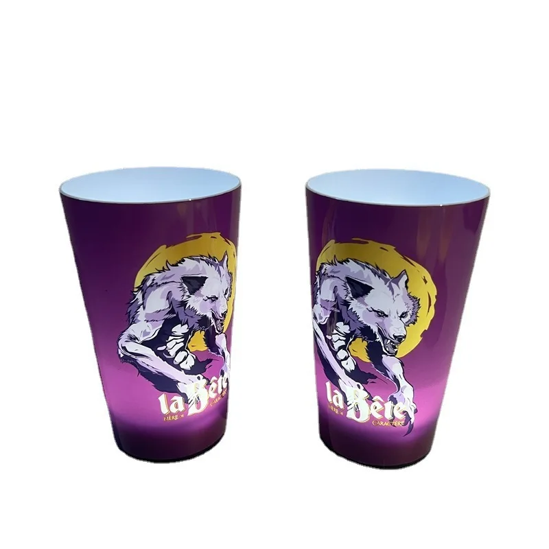 Customized Mardi Gras Christmas Birthday Flash Automatic Water Activated Plastic LED Light Up Cup