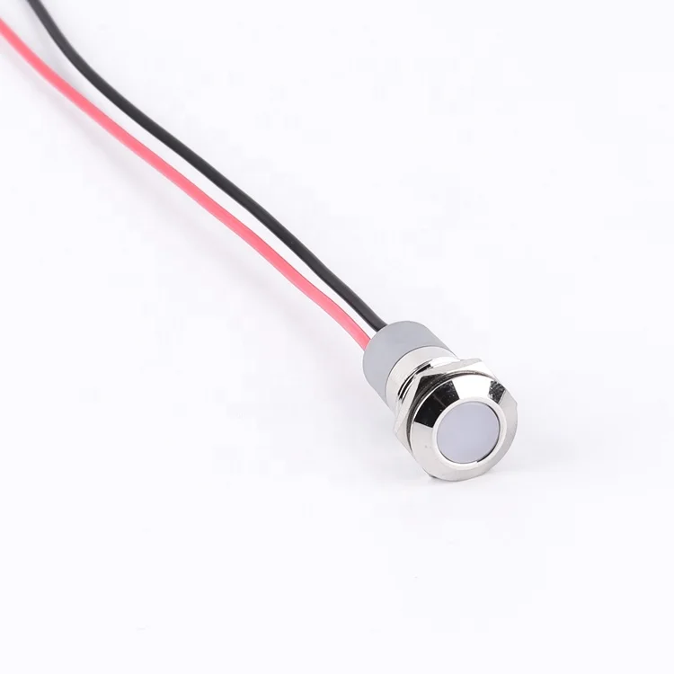 high quality illuminated 12mm waterproof metal flat head dot light led signal indicator light