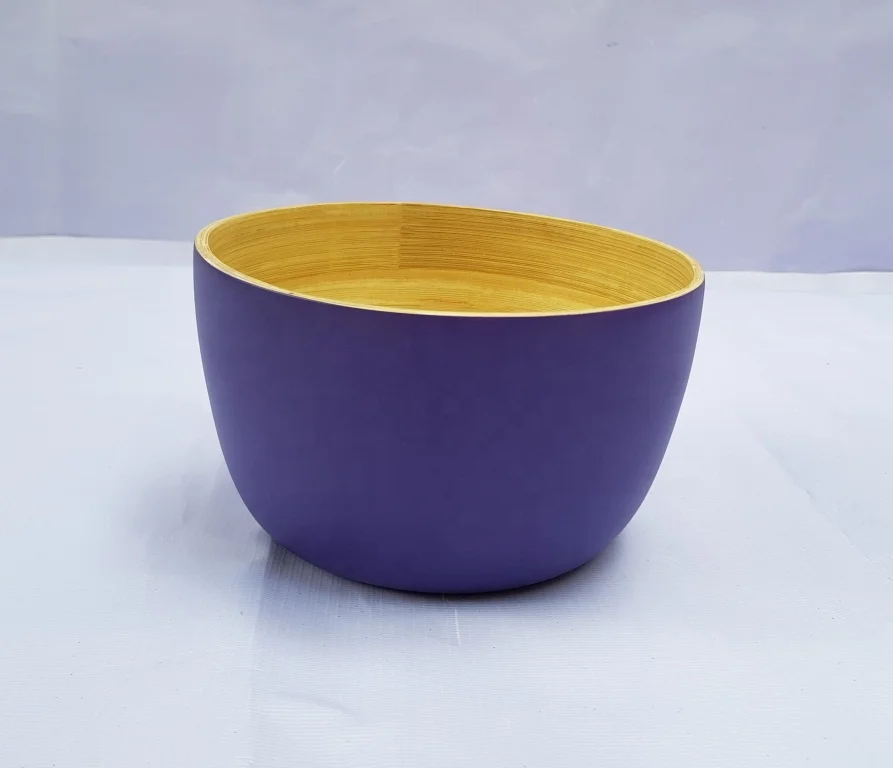Elegant set of salad bowls/spun bamboo bowls which are high quality made in Vietnam