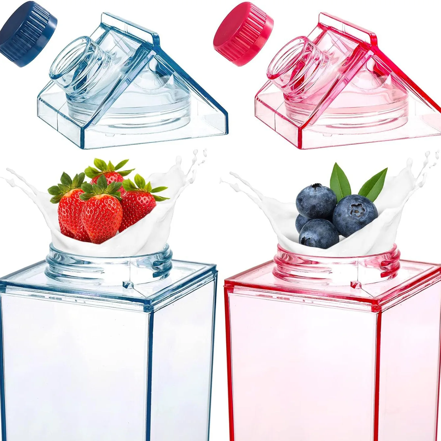 Onsin wholesale 500ml acrylic milk carton water bottle BPA FREE plastic tumblers Custom Logo for Sport drinking water bottles