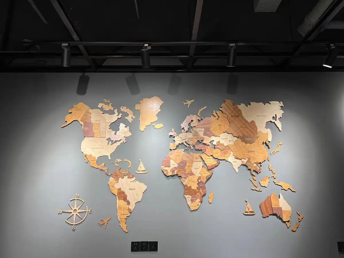 Wooden Maps Suitable for home and office diy wall art decoration Wooden world maps