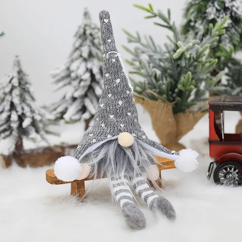 (Without battery) Christmas Decorations Glowing Led Light Santa Gnome No Face Plush Long-legged Forest Man Doll Elf