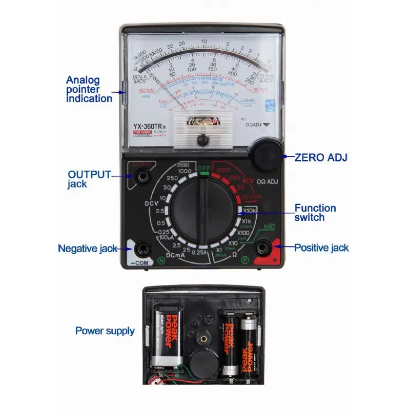 yx-360trn analog multimeter Voltage Meter Current Meter without battery