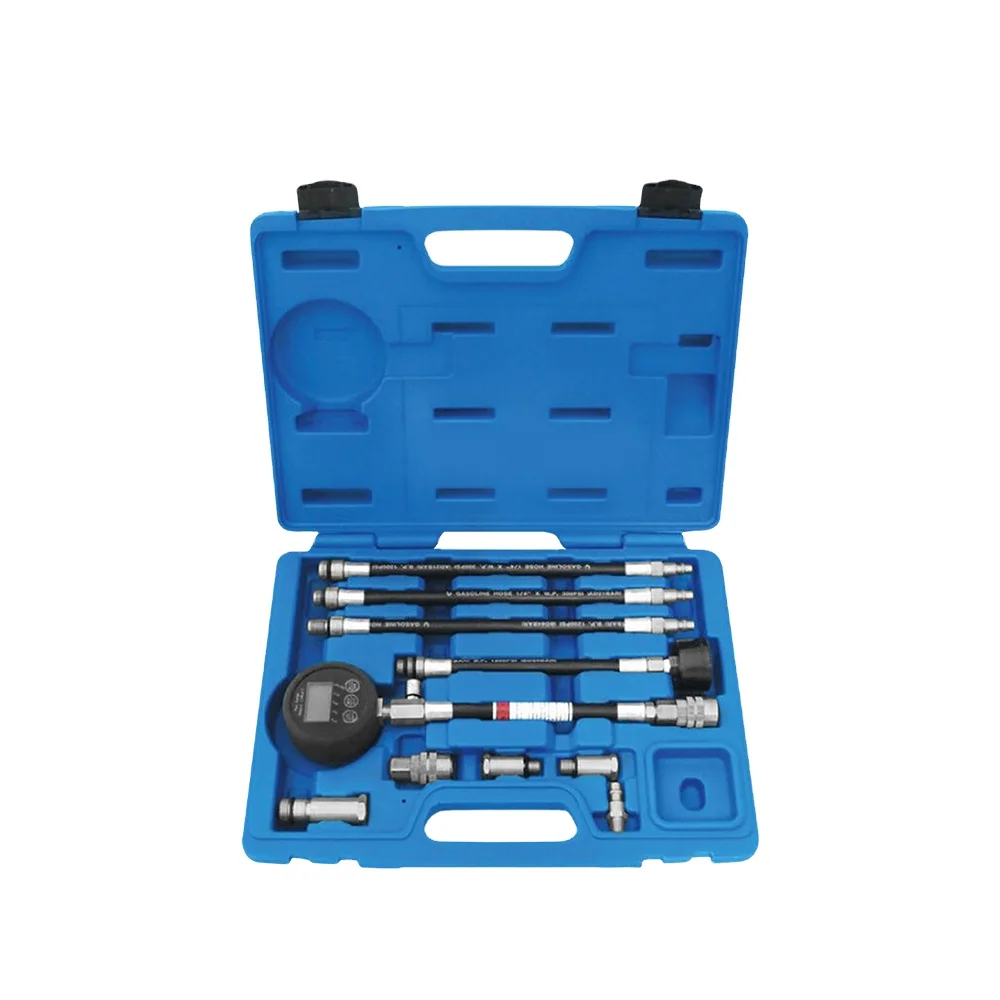 High Quality 9PCS Steel Digital Compression Tester Meter Tool Kit for Auto Repair Engine