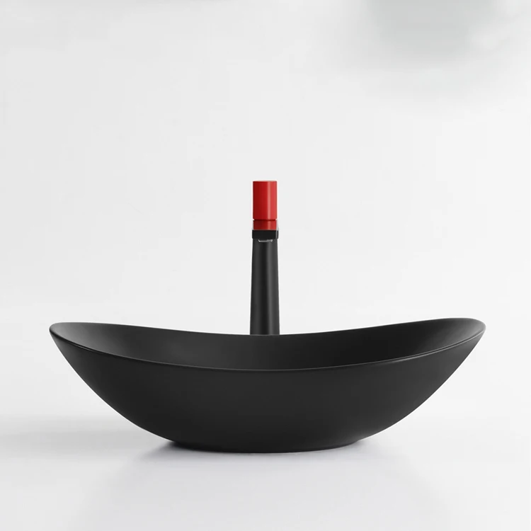 Customize Black Bathroom Sink Complete Set Oval Sanitar Ware Bathroom Round Ceramic Sink Wash