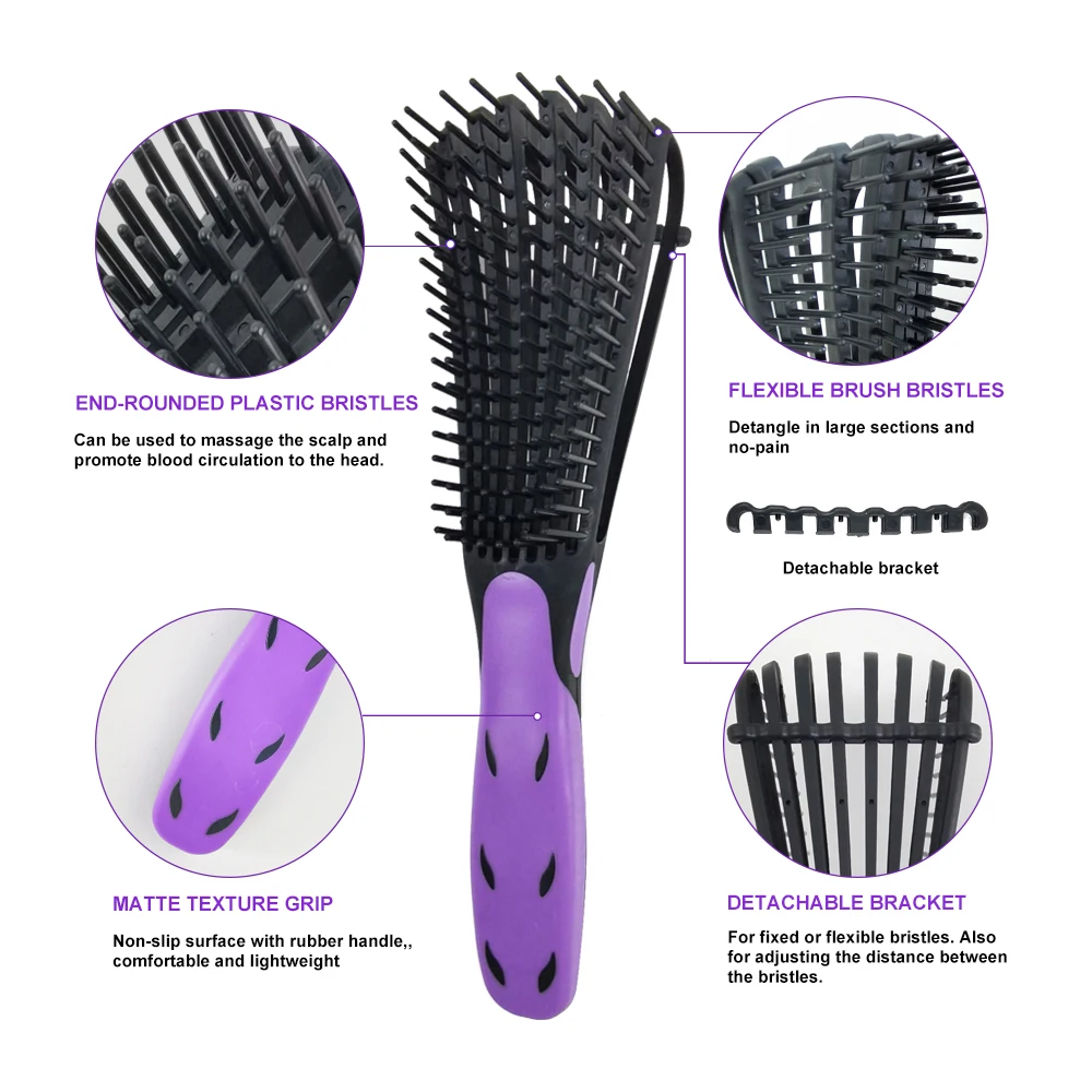 Оптовая продажа, прекрасная мягкая на ощупь Персонализированная щетка для распутывания волос, резиновая подушка, нейлоновая щетка для волос