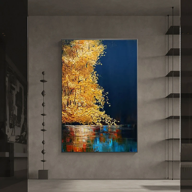 TOP Best sellingWall Painting for Home Decoration Handmade Canvas Modern Oil Handpainted Abstract Flower Gold Picture Painting