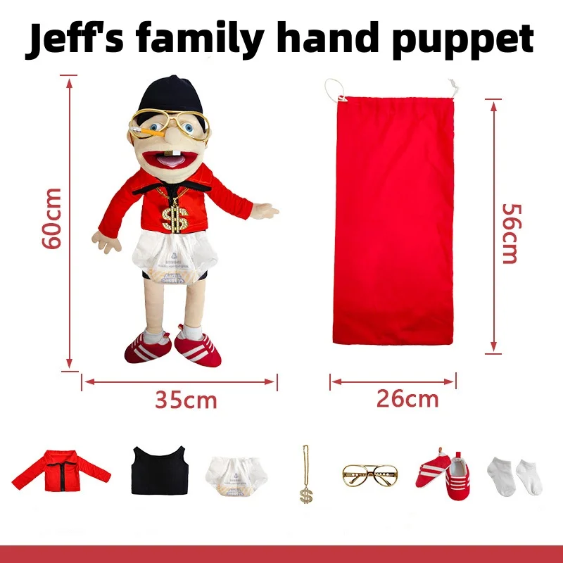 Hot Selling Funny Human Jeffy & Feebee Boy Girl Hand Puppet Kids Interactive Plush Gift Jeff Puppet Toy