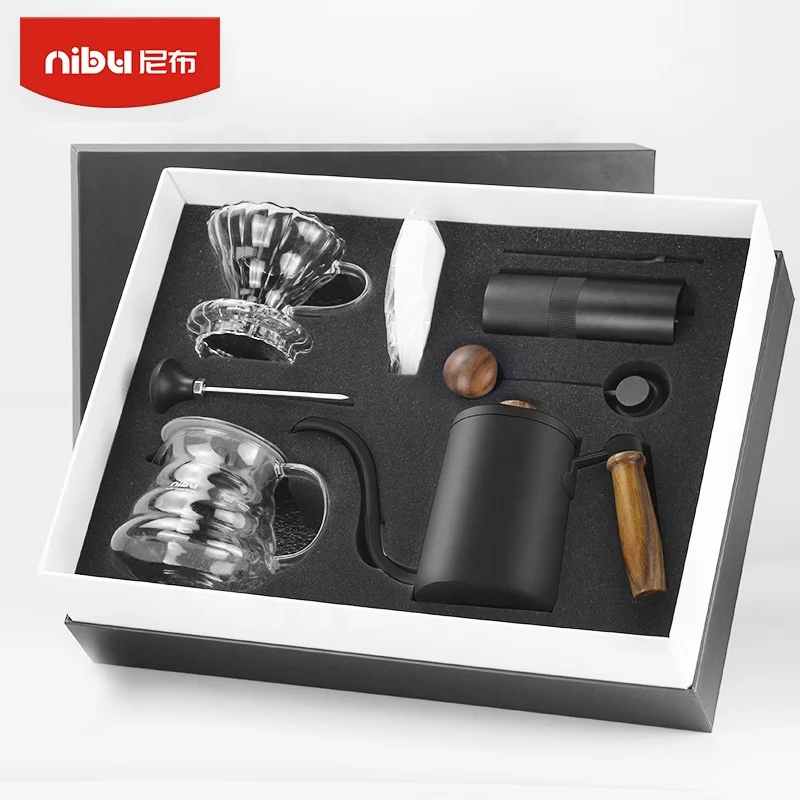  Роскошные кофейные подарочные коробки NIBU аксессуары для бариста набор капельниц V60 чашка с фильтром ручная кофемолка чайник кофейник наборы кофе и