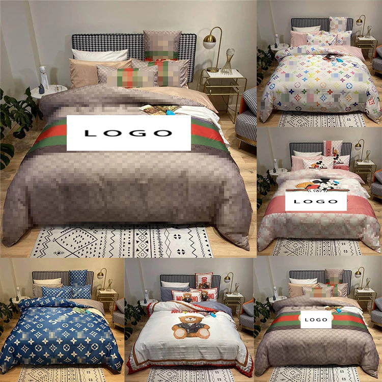 2021 Wholesale Famous Brand Designers Super King Size Bedding Set bed skirt