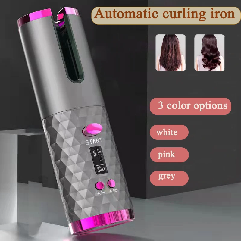 Rechargeable Automatic Hair Curler Women Portable Hair Curling Iron LCD Display Ceramic Rotating Curling Wave Styer