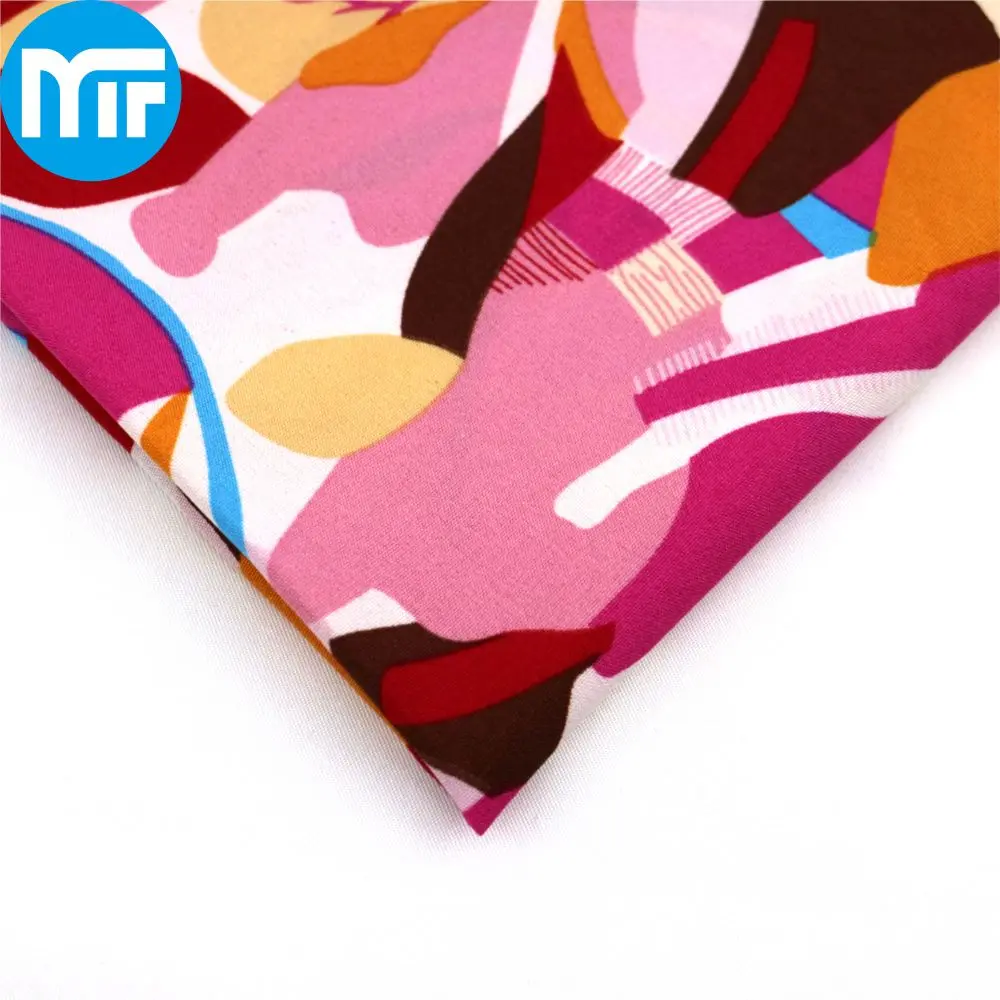 Wholesale Camo Stretch Custom 97% Polyester 3%Spandex Crepe Four Way Woven Printed Fabrics Garments Women Dress Clothing Lining