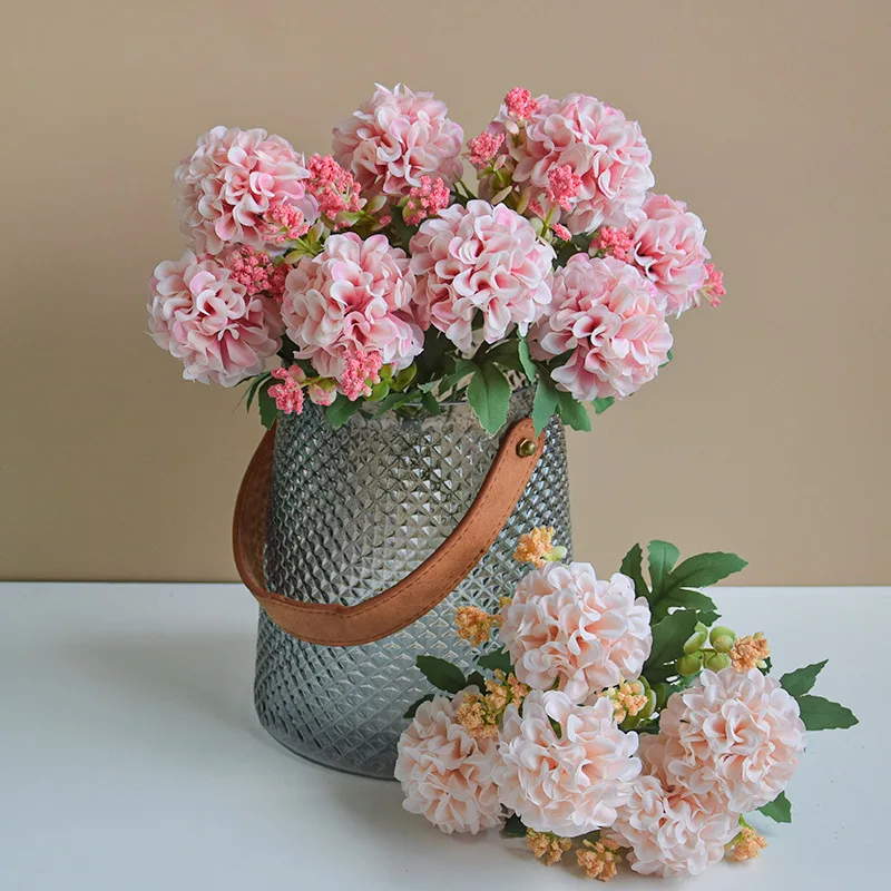 Simulated flowers artificial flower hydrangea bouquet combination wedding home decoration silk flower bouquet