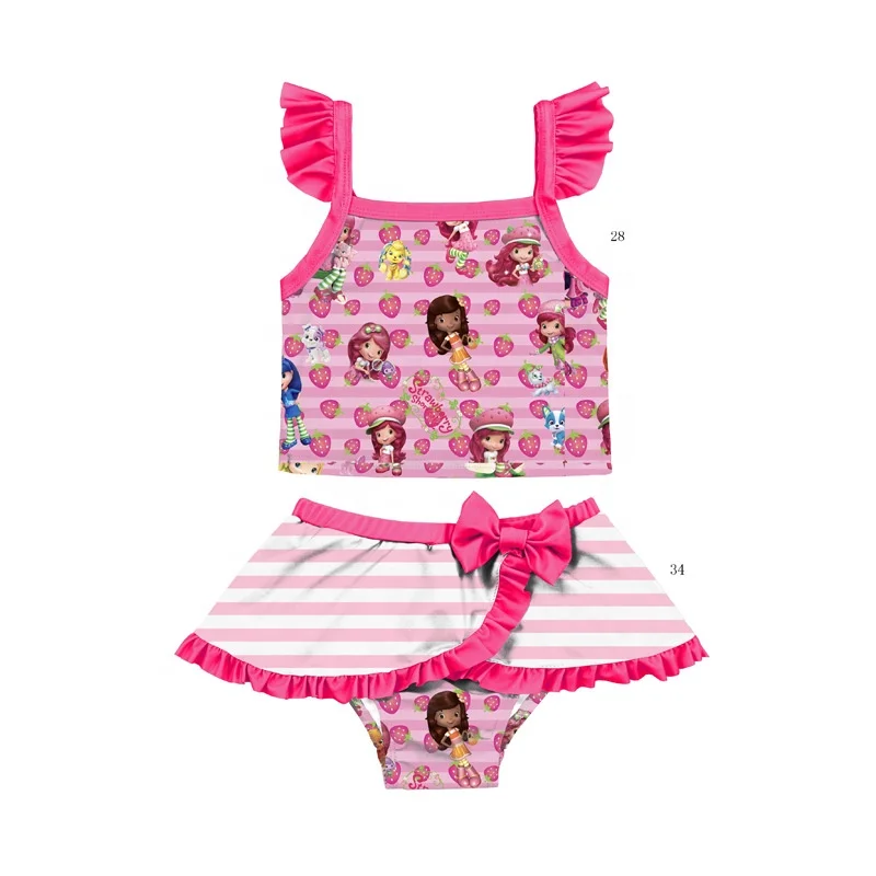Hot sale Girls cute 2 pieces Polyester 1-6 years old kids floral printed bathing suit swimming wear baby swimsuit