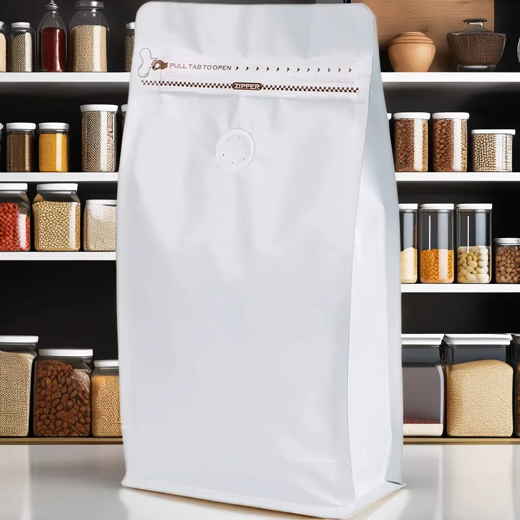 Wholesale reusable tinned coffee bags black aluminum foil flat bottomed vertical storage suitab large coffee bag with valve