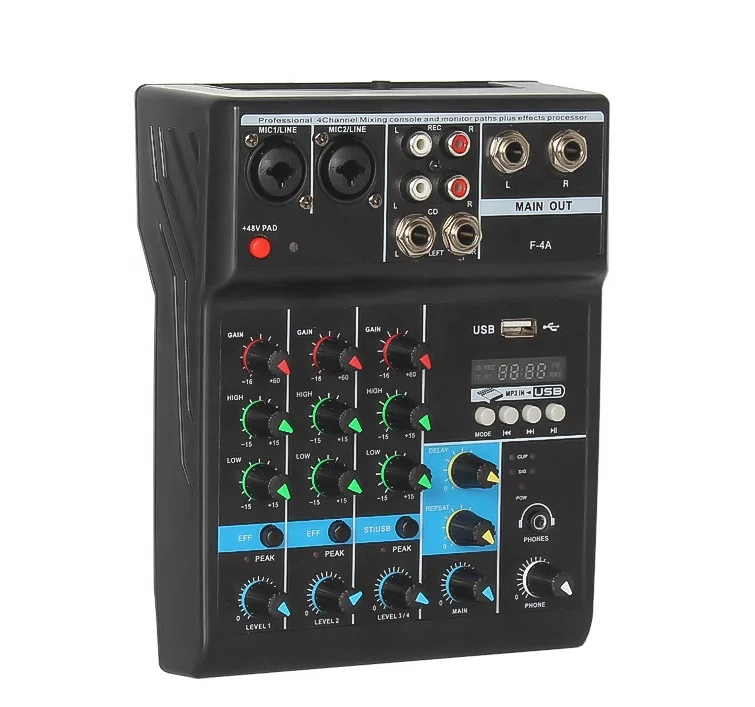 Professional Mini Music Sound Audio DJ Mixer/USB 4 channels DJ console audio mixer/Professional sound system dj mixer (62548792985)