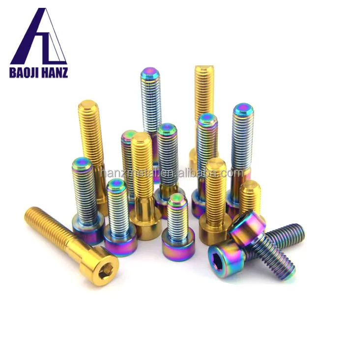 Gr5 titanium bolt Anodized Colored M5 M6 M8 Hex titanium bolts For Motorcycle Bicycle