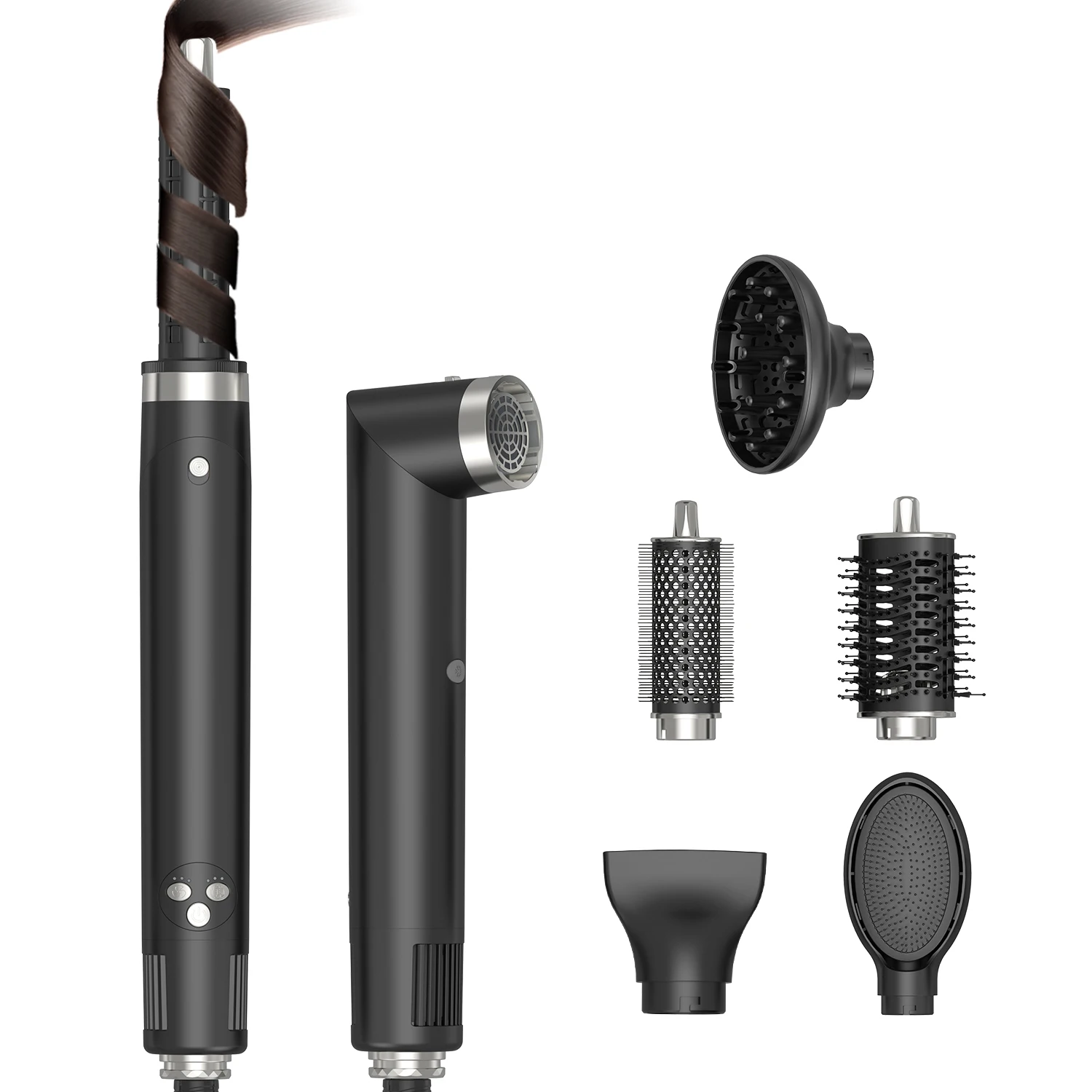 Hair Dryer Brush 8 in 1 Hair Styler 1400W Ionic Hot Air Brush Fast Drying Multi Styler for Straight  Wavy Curly and Coily Hair