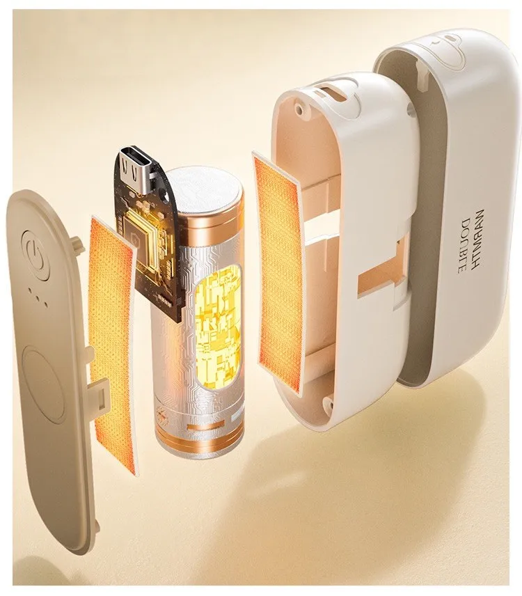 2024 New 2 in 1 Pocket Heater Mini Usb Hand Warmers 6000mah Portable 2 Pack Rechargeable Magnetic Hand Warmer for Men Women