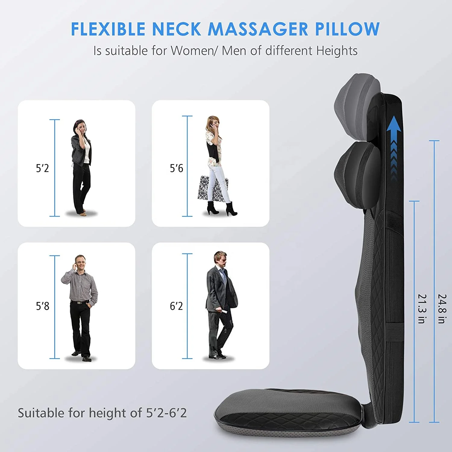 Phenitech 2023 New Shiatsu Vibrating Massage Cushion with Heating Massage Chair Massager Pad Mattress
