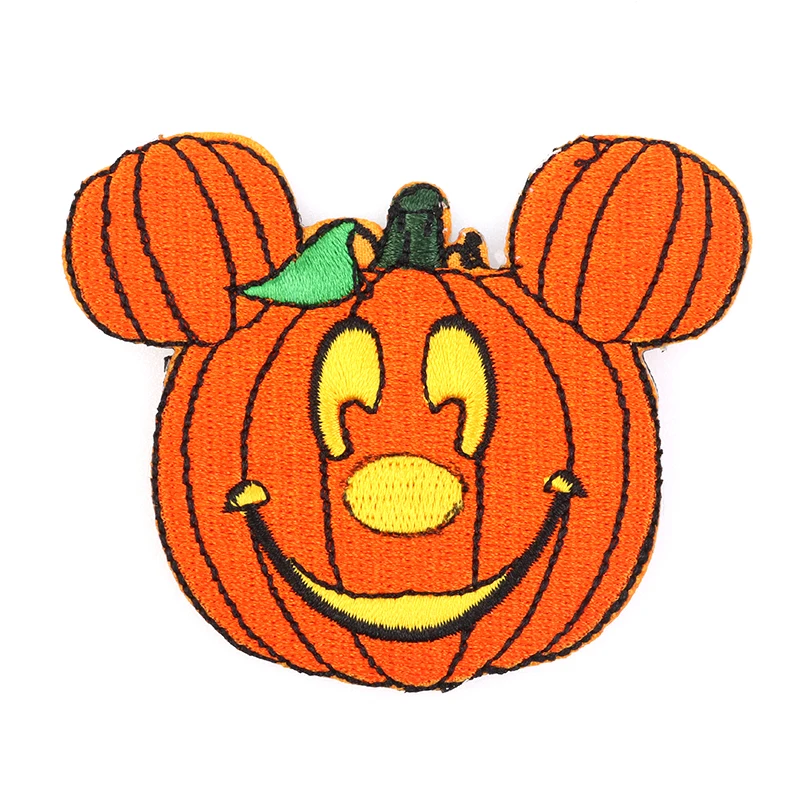 High quality custom made Halloween pumpkin iron on 3D embroidery patch