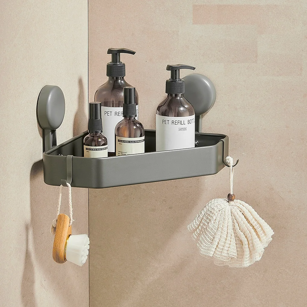 Wall Mounted Storage Box Vacuum Suction Cup No Drilling Bathroom Shower Shelf Toothbrush Holder for Bathroom Kitchen