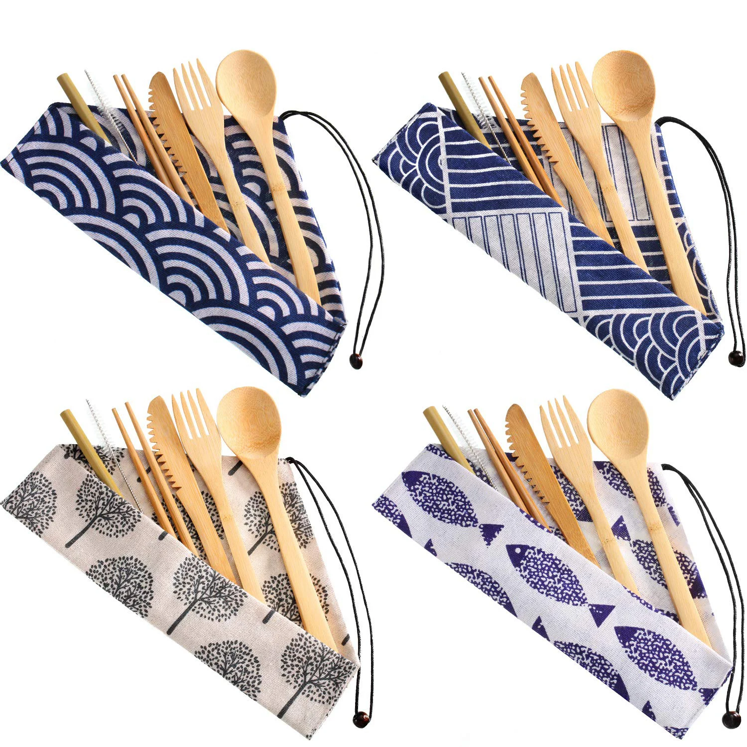 
New design bamboo cutlery travel set 